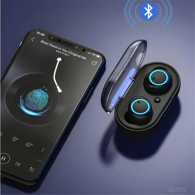 50pcs D10 TWS Wireless earphones Bluetooth Earphone Waterproof Sports Headset With Charging Box Stereo Earbuds Gaming earpiece