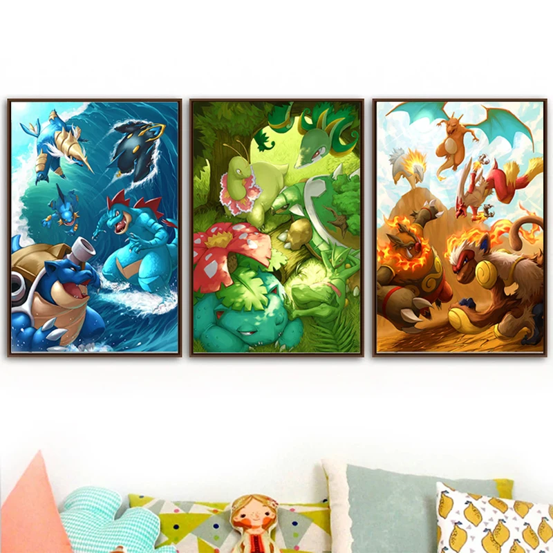 Pokemon Video Game Anime Poster Canvas Painting Children Bedroom Anime