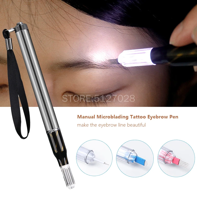 

Microblading Tattoo Accessories Professional Permanent Makeup Manual Pen with LED Light for Micro Eyebrow Lip Hand Tools Supply