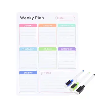 

1pc Whiteboard Magnetic Erasable Calendar Refrigerator Message Board Whiteboard Magnet Board Weekly Plan for Office Home