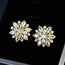 

Foydjew New Style Colorful Zircon Fresh Fashion Personalized Earrings S925 Silver Elegant Earring Female Flower Daisy Earrings
