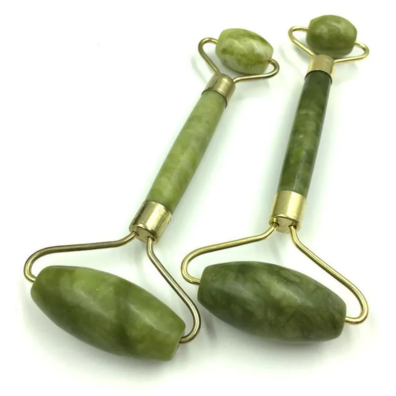 Double Head Green Jade Roller Elliptical Massager Eye Face Neck Facial Massage Slimming Thin Face Beauty Health Care Tools