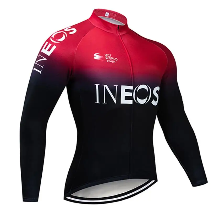 Красный Белая команда INEOS велосипедная майка 20D велосипедные штаны Ropa Ciclismo мужские зимние термо флис pro трикотаж для велосипедистов одежда - Цвет: Красный