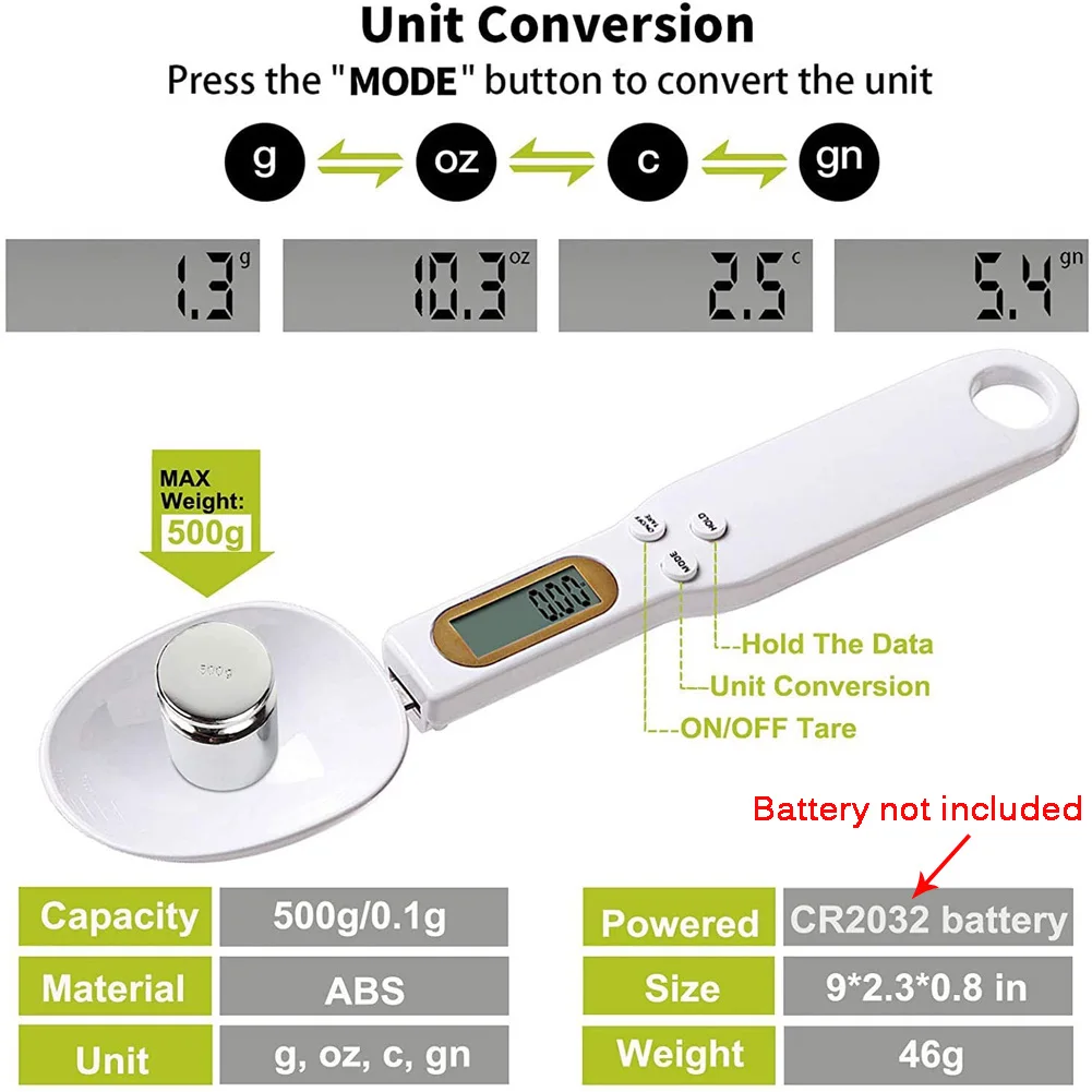 LCD Digital Kitchen Scale Electronic Cooking Food Weight Measuring Spoon 500g 0.1g Coffee Tea Sugar Spoon Scale Kitchen Tool kitchen measuring spoons measuring spoon set electronic kitchen scale electronic measuring spoon