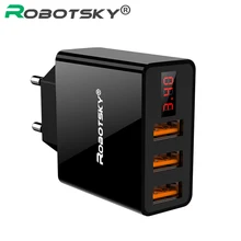 Обновление 3 порта Usb настенное зарядное устройство 3.4A светодиодный дисплей Универсальное зарядное устройство адаптер для мобильного телефона Iphone Xiaomi Ipad Us Eu Plug