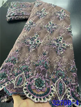 

Latest 2020 Nigerian Lace Fabrics High Quality Beaded Lace African Laces Fabric for Wedding French Tulle Lace Material APW3278B