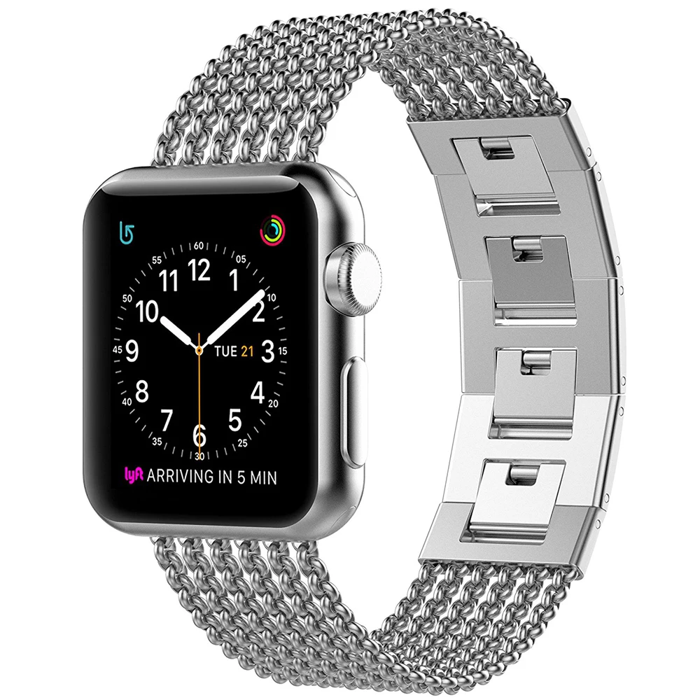 Wearlizer ремешок для спортивных часов для Apple Watch 5 ремешок из нержавеющей стали сменный ремешок для наручных часов ремешок для iwatch Группа 42 мм серия 4 3 2 1