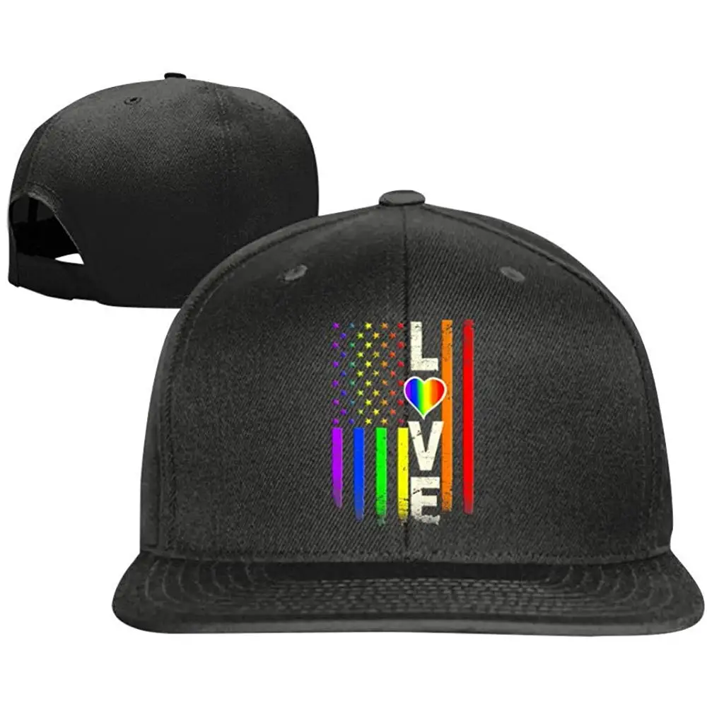 Love Pride US Flag LGBTQ Baseball Snapback Hats Fashion Caps for Women Men Black | Аксессуары для одежды
