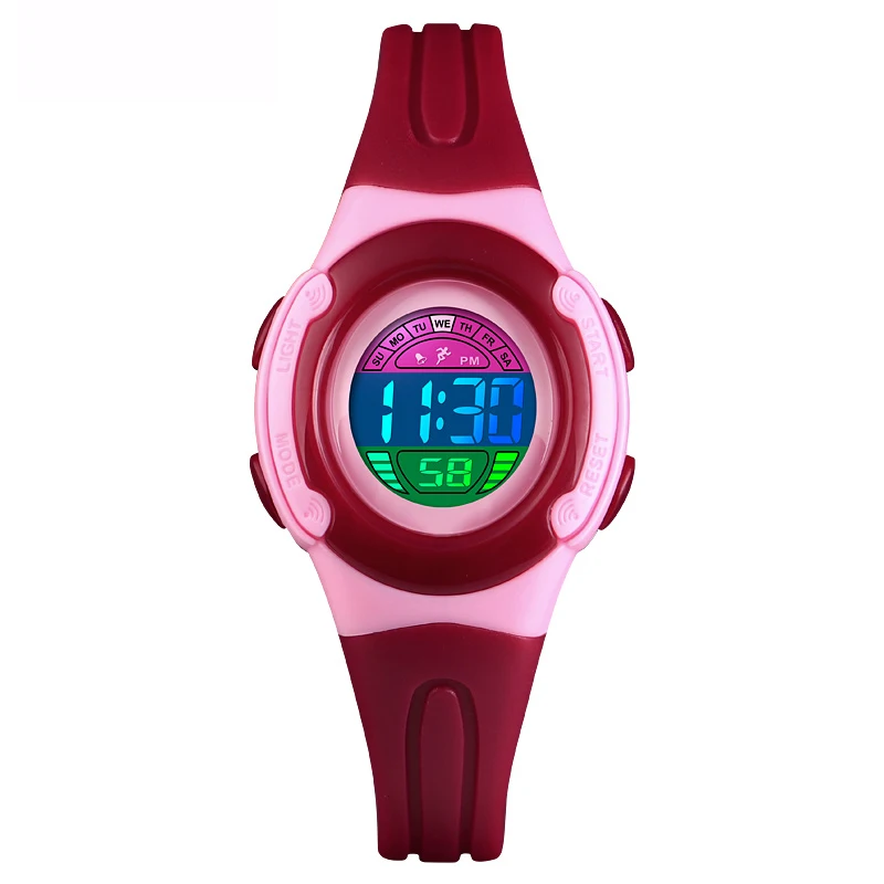 Модные водонепроницаемые детские спортивные часы электронные наручные часы с подсветкой Runing часы детские электронные часы для мальчиков и девочек - Цвет: Red