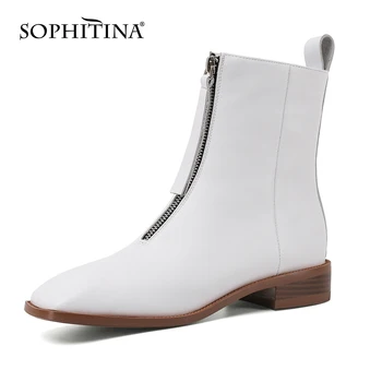 

SOPHITINA Women's Shoes Ankle Boots Winter New Handmade High Quality Ladies Boots Zipper Low Heel Square Toe Women's Boots SO584