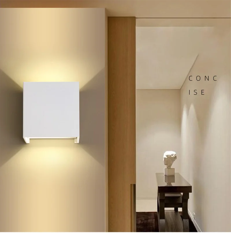 Roukeymi LED 벽 램프 모션 센서, 방수 호텔 방, 침대 옆 큐브, 심플한 사각형 장식