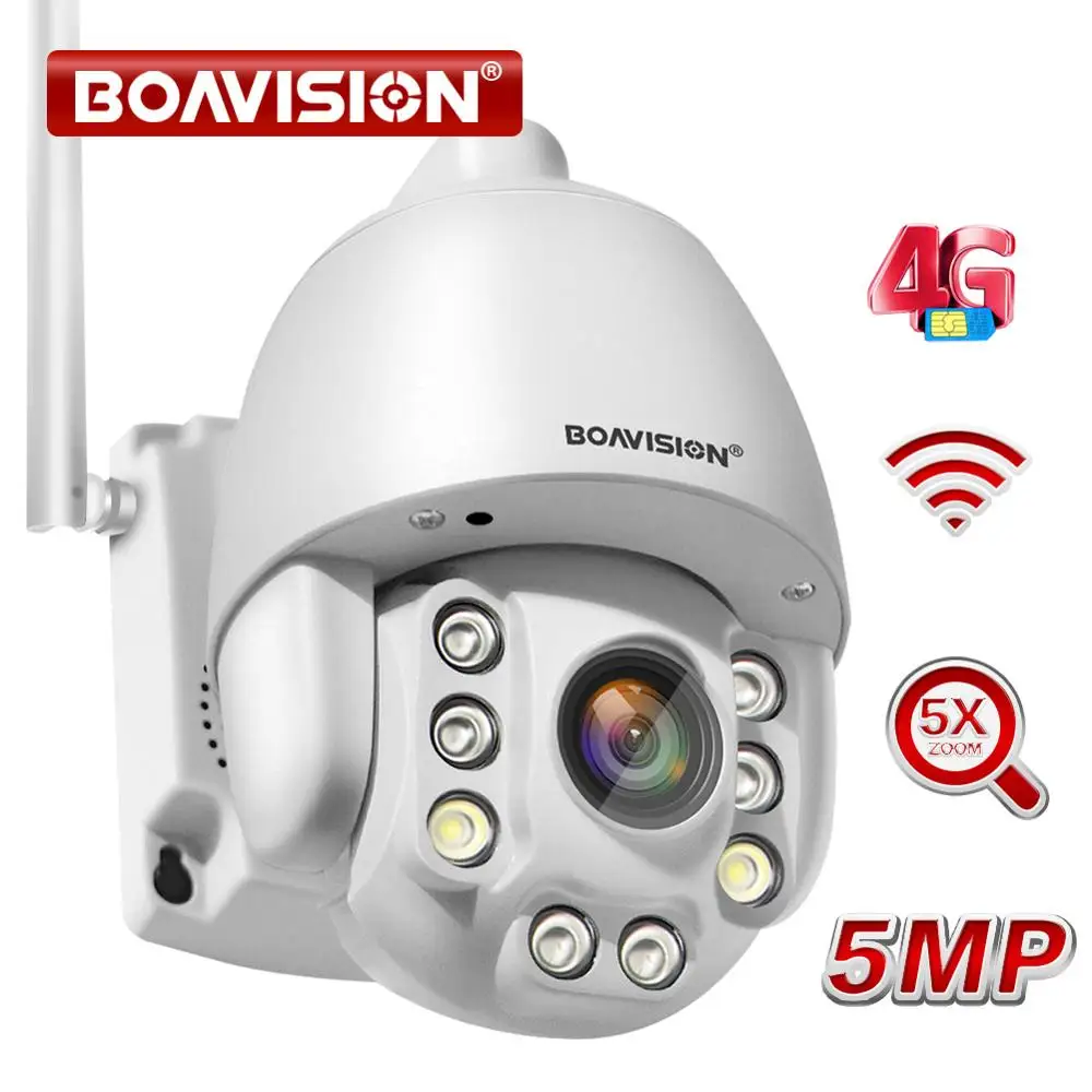 Wifi PTZ IP Camera 1080P 5MP 5X Zoom 4G Two Way Audio AI Auto Tracking  Wireless Cam Outdoor 60m IR Video Home Security Camera