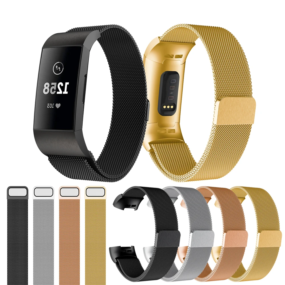 Для Миланского ремешка для Fitbit Charge 3 2 фитнес-браслет из нержавеющей стали