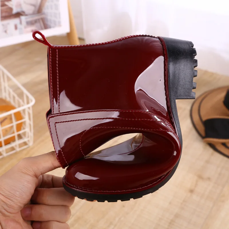 

B92019 Fashion Women's Casual Rain Boots Women's Martin Rain Boots Foot Covering Anti-slip Rain Shoes Tube Low Top Rubber Shoes