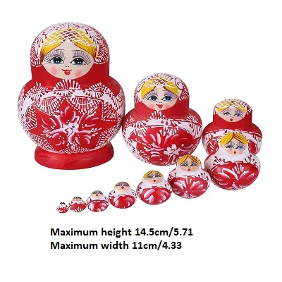 L 10 шт./компл. матрешки ручная роспись российские Matryoshka кукла ручной росписью, желающих русский Забавные куклы ремесла елочных игрушек - Цвет: L