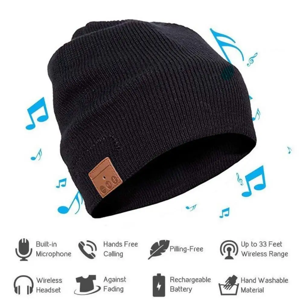 Мягкая Теплая Шапка-бини унисекс с Bluetooth музыкальная смарт-шапка гарнитура