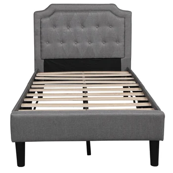

upholstered platform bed with plank support and tufted headboard usa warehouse fast shipping