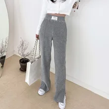 

2021 Women's Corduroy High Waist Trousers Loose Oversized Retro Full Length Wide Leg Pants Women Loose Casual New Clothes Korean
