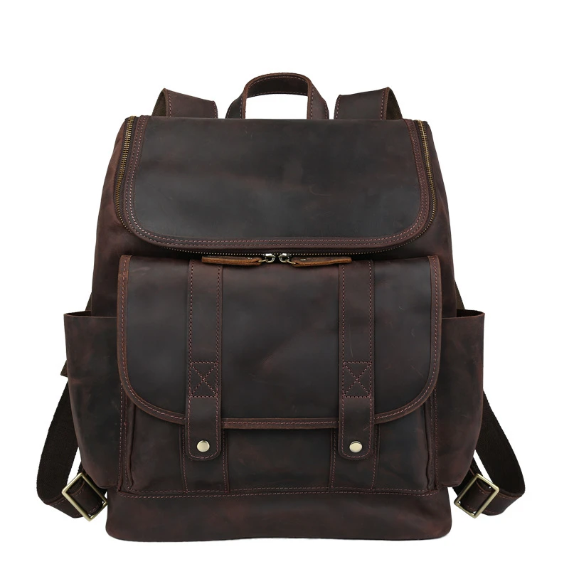 

Men New Genuine Leather Backpacks Brand Designer Vintage Handmade School Bag High Quality Cowhide Women Student Backpack Bolsos