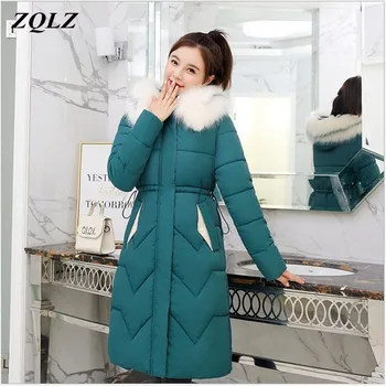 

ZQLZ Winter Jacket Women 2020 New Thick Warm Slim Cotton Parka Mujer Casual Hooded Fashion Big Fur Winter Coat Female