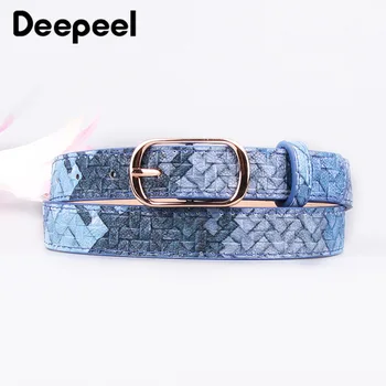 

Deepeel 3pc 2.2cm*107cm Women Weave Pattern PU Belt Various Colors Thin Narrow Girdle Elegant Ladies Waistband for Jeans YB668