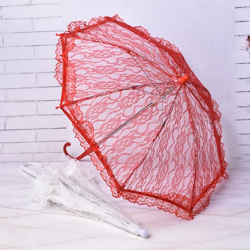 New 42cm Mini Vintage Lace Umbrella Small Wedding Umbrella for Bride Wedding Gift Kids Stage Performance Decoration 7 Styles