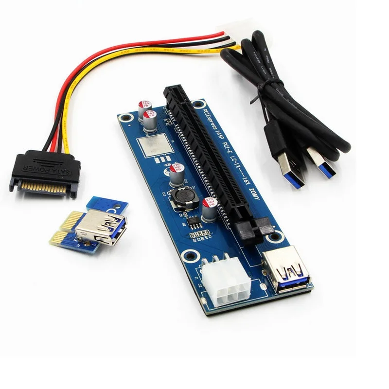 Conjuntos Pci-e Express Usb3.0 1x To16x Extensor Riser Cartão Adaptador Sata Cabo de Alimentação Placa Pcb 4 Cabos de computador e conectores - Imagem 5