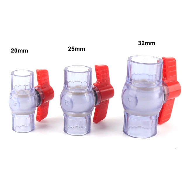 1Pc Pvc Átlátszó Golyószelep Belső Átmérő 20/25/32 Mm Kék Műanyag Tömlőszelep Akváriumcső -Szerelvényekhez - Image 2