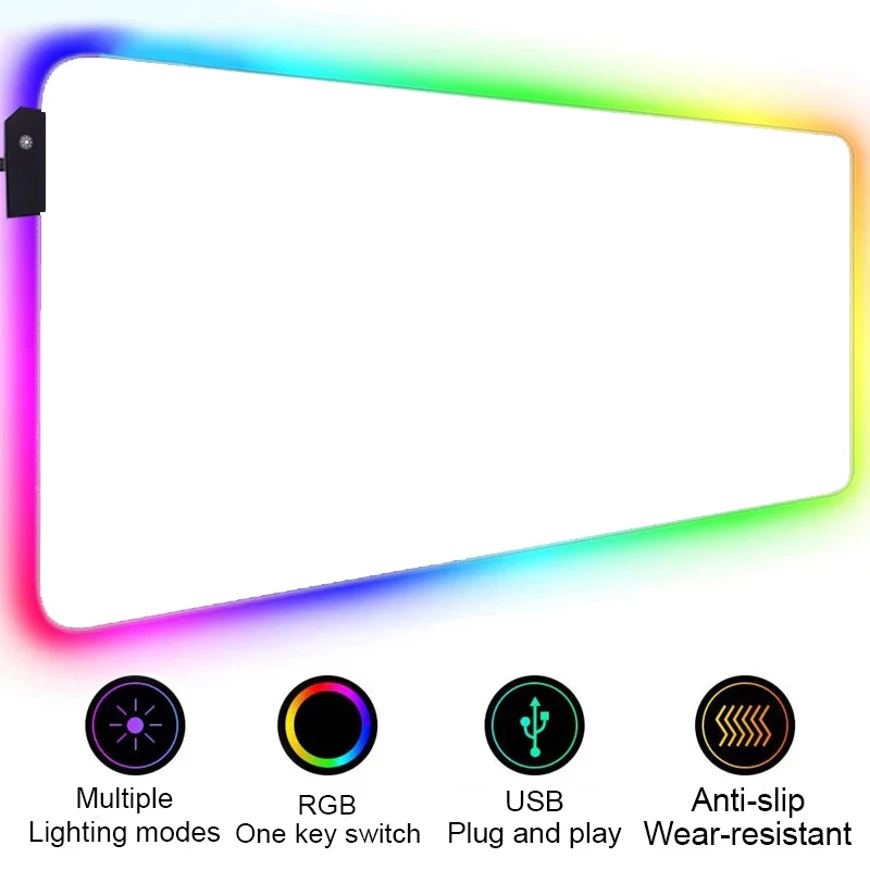 Белый коврик для мыши геймерский Rgb-коврик компьютерный стол игровой ПК