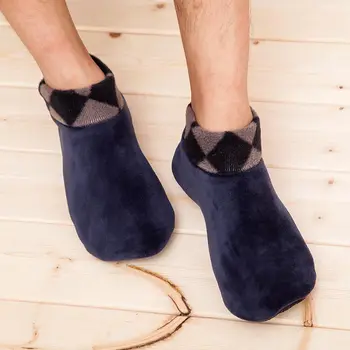 

Helisopus 1 Pair Winter Mens Socks Home Slipper Thicken Warm Socks Non-slip Elastic Floor Socks for Men's Gift