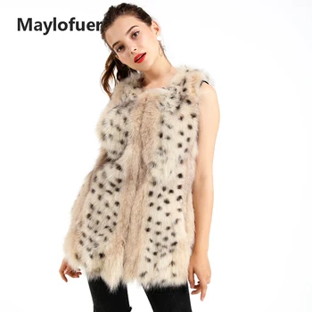 

Maylofuer 2019 New Vests 100% Real Fox Fur Vest Leopard Color Waistcoat Women Fur Coat for Autumn Fashion