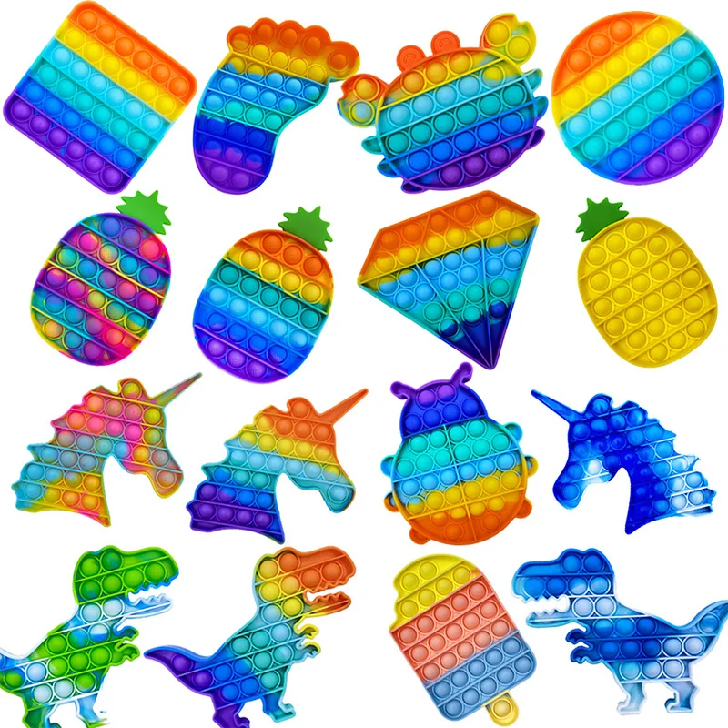 Fidget Reliver Stress Toys Rainbow Push Bubble Antistress Toys Sensory Toy To Relieve Autism Free Shipping