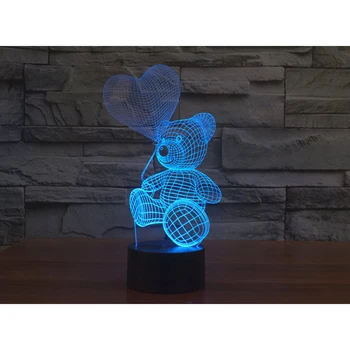 

3D Color Changing Mood Lamp Animal Cute Teddy Bear Bulb Light USB Love Bear Luminous Light Gifts for Kids Friends Girl