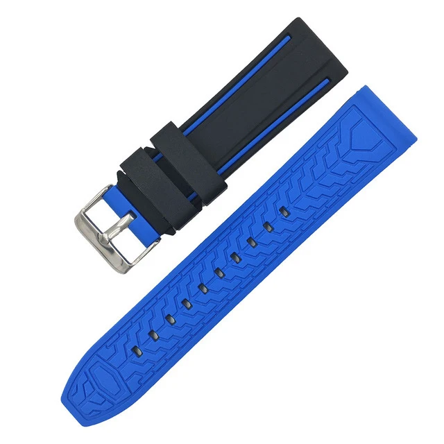 Soft Silicone Sport Watchband 20mm 22mm 24mm 26mm Rubber Diving Waterproof Men Replacement Bracelet Band Strap Watch Accessories Black-Blue-12