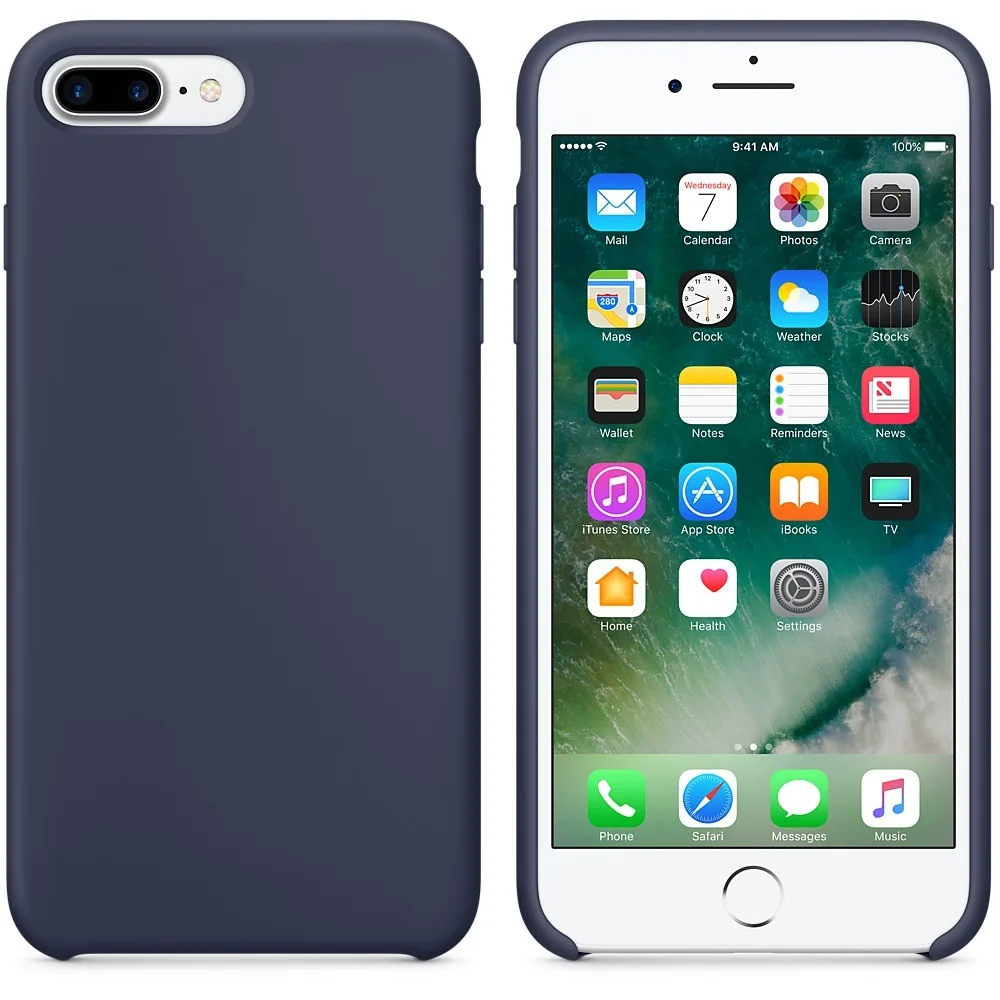 Роскошный официальный силиконовый чехол с логотипом для iPhone 6S 7 8Plus 5SE X, Жидкий чехол для Apple iPhone X XS, чехлы для MAX XR Capa - Цвет: Midnight Blue