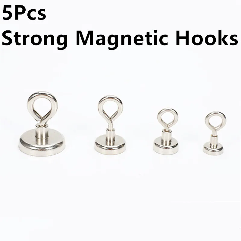 5Pcs Magnetic Hanging Hooks Strong Magnet Neodymium Strong Rare Earth magnet Hanger for Home Kitchen Wall Hook