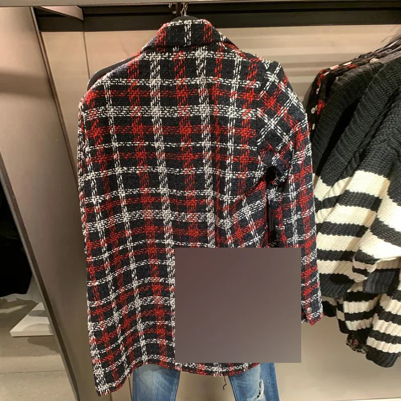 Yut143 Casual Plaid Double Breasted Suit Jacket Fashion