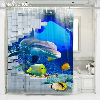 

Deep Sea Ocean Dolphin Shower Curtains 3D Print Bathroom Curtain Waterproof Fabric Bath Curtain Washable Screen cortina de ducha
