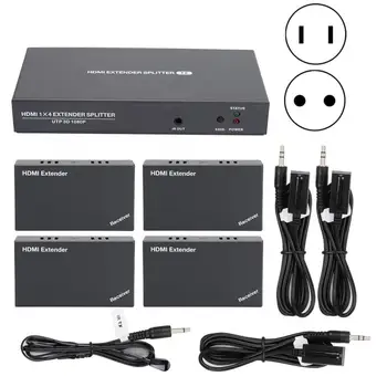 

1 in 4 out 1080P 50 Meters HD transmission EDID IR 3D Signal HDMI Extender with 50M Cat6a Network Cable 110-240V New