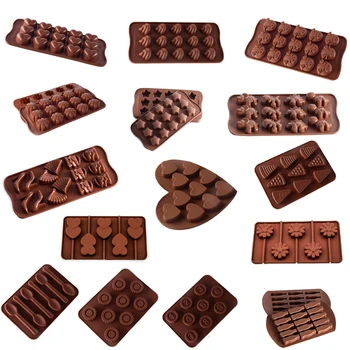 

3D silicone chocolate mold 16 shapes non-stick candy pudding cake moulds flower letter shape baking Tools