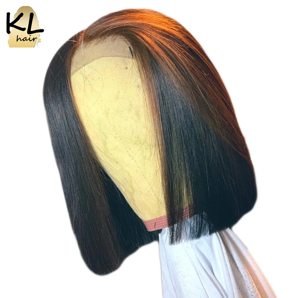 KL Hair 13*4 человеческие волосы на кружеве для черных женщин 180% Плотность перуанские волосы remy шелковистые прямые короткие парики