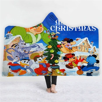 

Christmas Blanket Mickey Mouse Hooded Blanket Flannel Plush Quilt Sofa/bed/planeTravel Children Christmas Decorations for Home