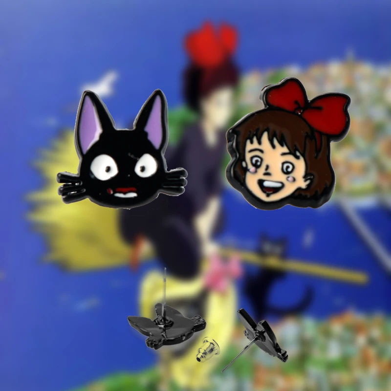 Kiki’s Delivery Service Jiji Cat Anime Earrings For Women Kawaii