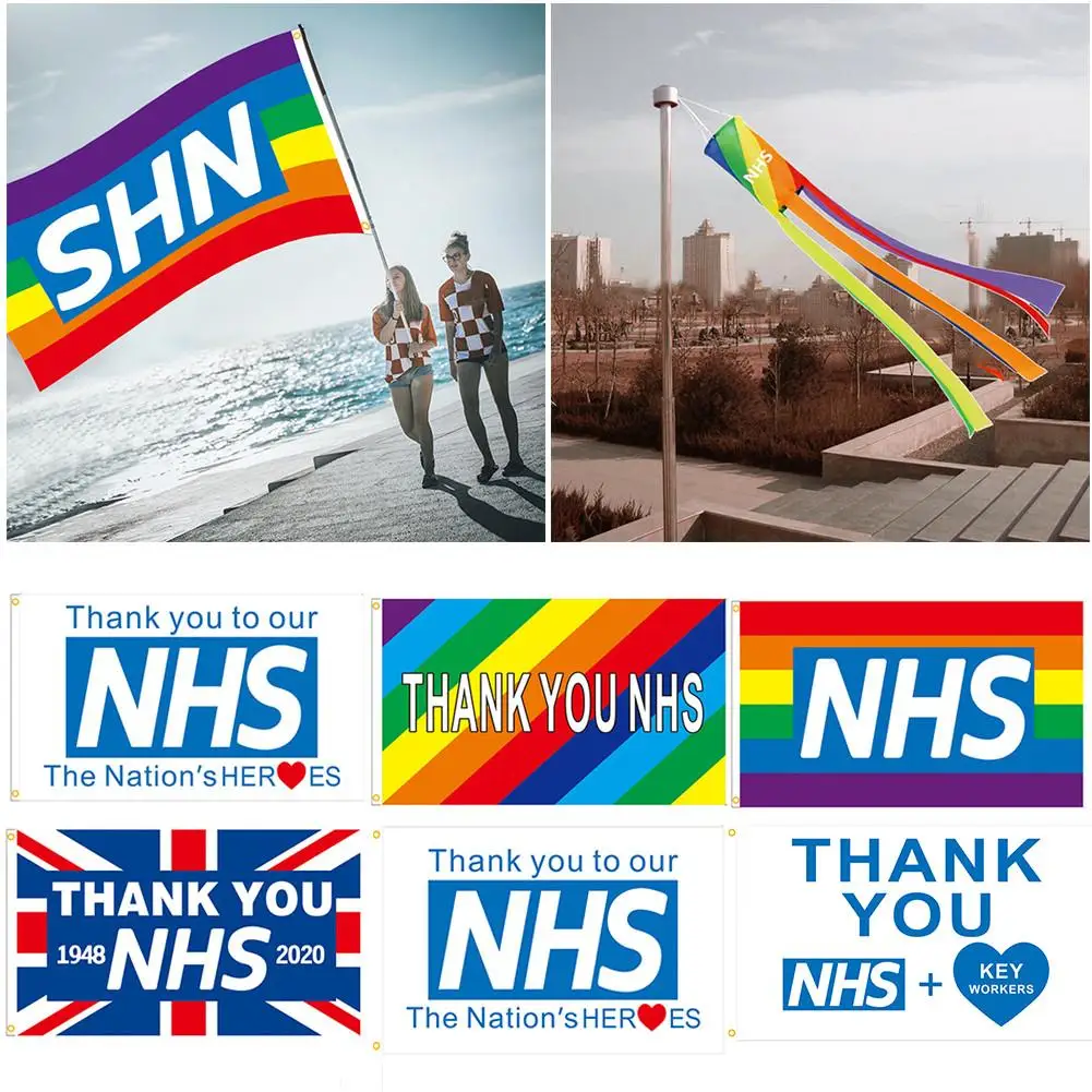 NHS rainbow flag banner sign support the NHS many different sizes to fly at home 