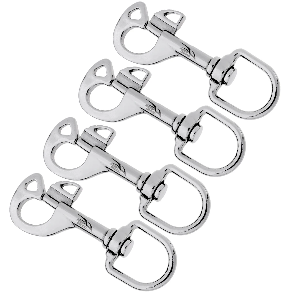 4x Scuba Diving Stainless Steel Swivel Eye Bolt Snap Hook Clip Marine Boat