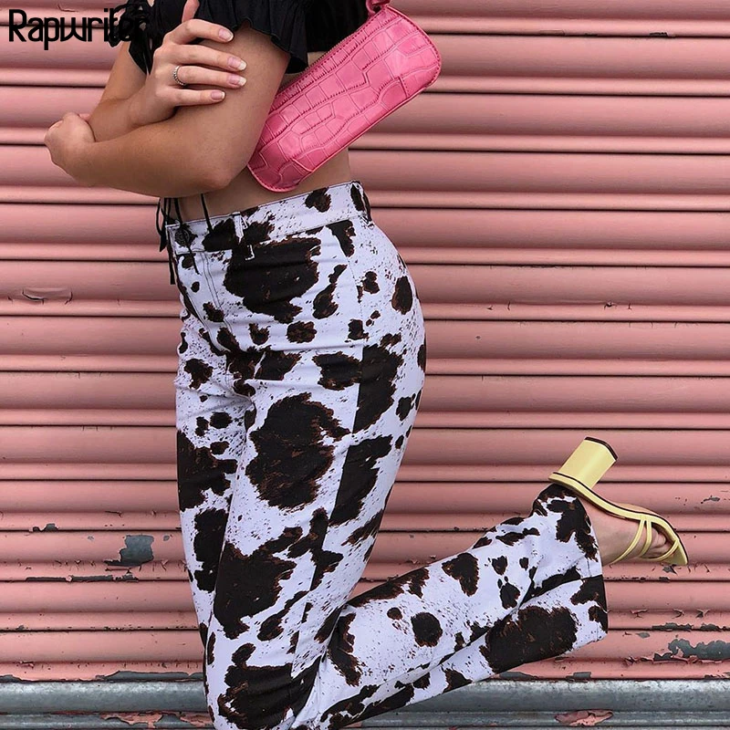 Cow Print High Waist Straight Y2k Pants Women 2020 Fashion Office Ladies Full Length harajuku Trousers Pockets capris Rapwriter Cow Print High Waist Straight Y2k Pants Women 2020 Fashion Office Ladies Full Length harajuku Trousers Pockets capris Rapwriter