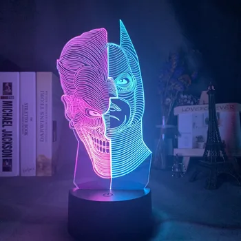 

Led Acrylic Night Marvel Batman and Joker Face Hit Color 3d Lamp for child Bedside Decor Light Light Double Color Touch Sensor