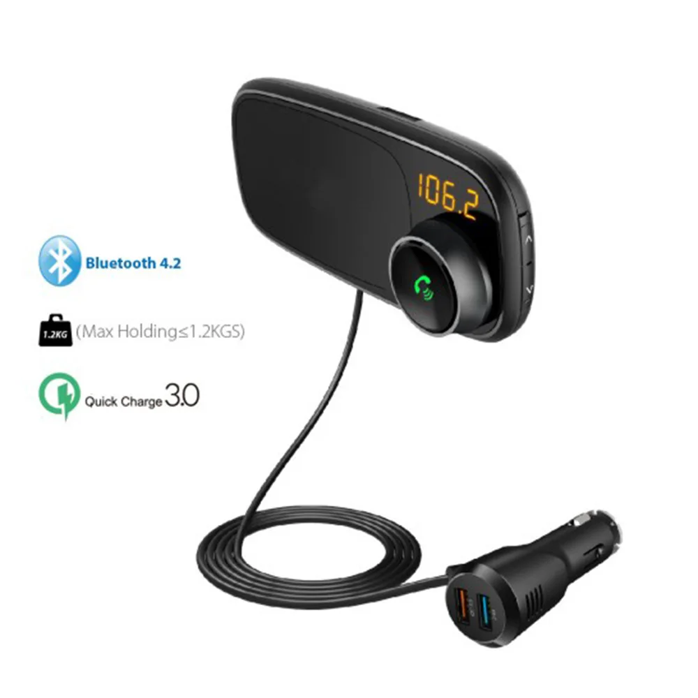 T16 Магнитный Кронштейн Автомобильный Bluetooth передатчик музыкальный плеер QC3.0 Быстрая зарядка прочный и практичный