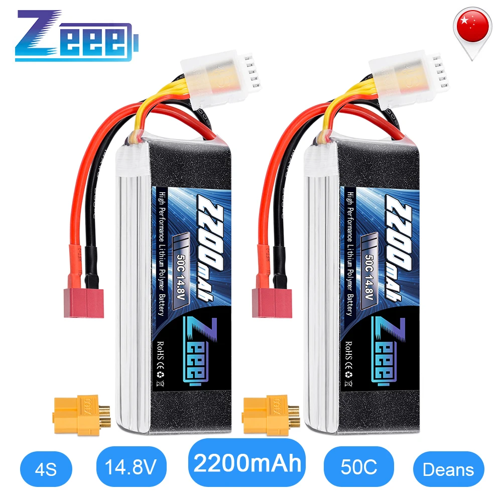 2 шт. Zeee 4S LiPo батарея 14,8 в 2200 мАч 50C с Deans Разъем XT60 для радиоуправляемого автомобиля вертолет Дрон лодка самолет