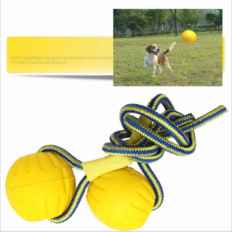 7/9CM Pet Dog Training Chew Toy Indestructible Solid Rubber Ball Play Fetch Bite Carrier Rope